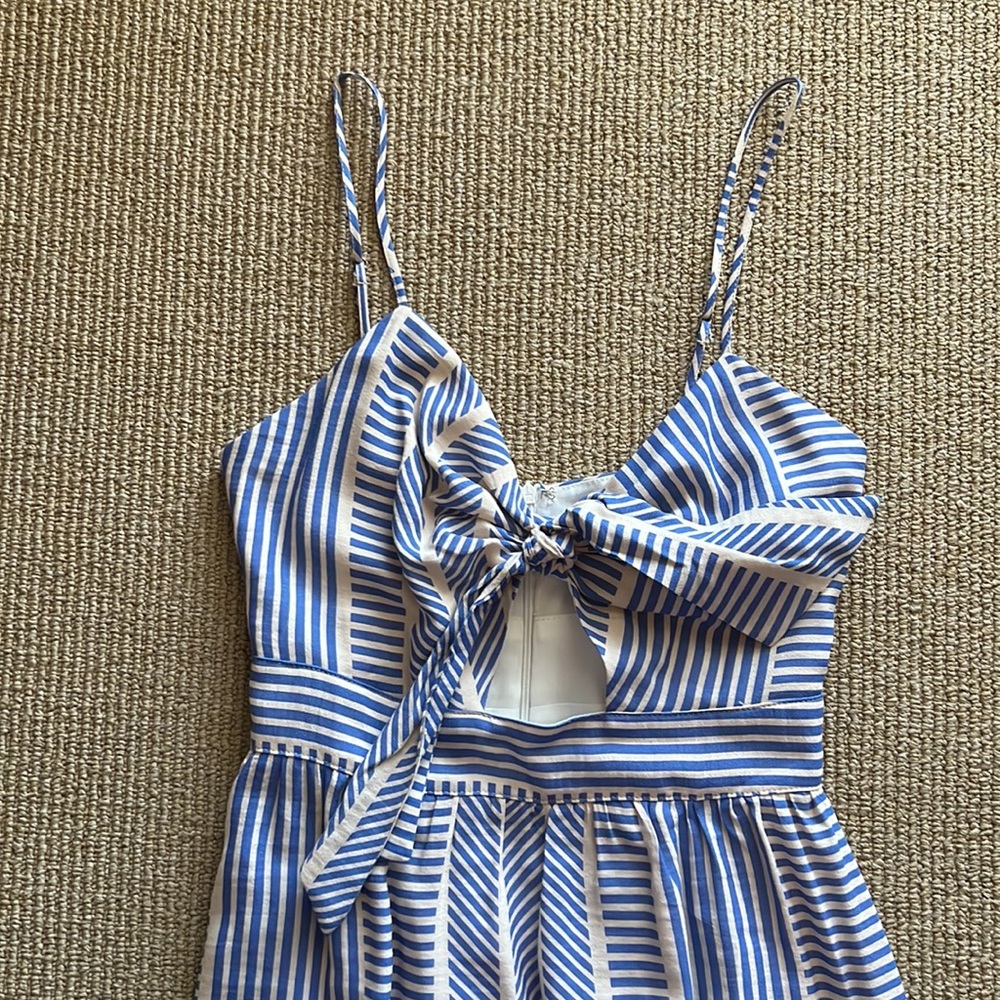 NWOT Lush World Wonder Blue Stripe Tie-front Midi Dress XS - Picture 7 of 11